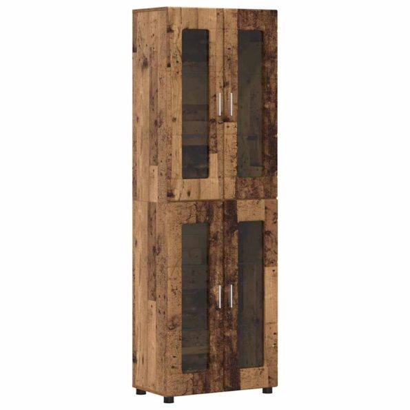 vidaXL Highboard FLORIN Staré drevo 60 x 35 x 182 cm Kompozitné drevo – Obrázok 2