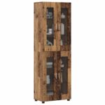 vidaXL Highboard FLORIN Staré drevo 60 x 35 x 182 cm Kompozitné drevo – Obrázok 3