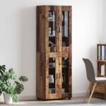 vidaXL Highboard FLORIN Staré drevo 60 x 35 x 182 cm Kompozitné drevo – Obrázok 4