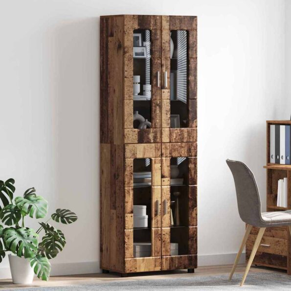 vidaXL Highboard FLORIN Staré drevo 60 x 35 x 182 cm Kompozitné drevo – Obrázok 4
