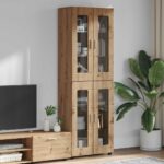 vidaXL Highboard s poličkou FLORIN Remeselný dub 60 x 35 x 182 cm