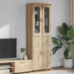 vidaXL Highboard FLORIN Sonoma dub 60 x 35 x 182 cm Kompozitné drevo