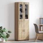 vidaXL Highboard FLORIN Sonoma dub 60 x 35 x 182 cm Kompozitné drevo – Obrázok 4