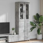 vidaXL Highboard s poličkou FLORIN Betónová šedá 60 x 35 x 182 cm