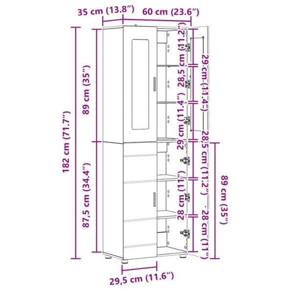 vidaXL Highboard s poličkou FLORIN Betónová šedá 60 x 35 x 182 cm – Obrázok 12