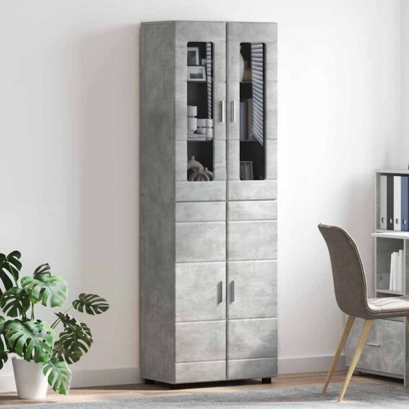 vidaXL Highboard s poličkou FLORIN Betónová šedá 60 x 35 x 182 cm – Obrázok 4