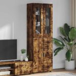 vidaXL Highboard FLORIN Dymová dub 60 x 35 x 182 cm Kompozitné drevo