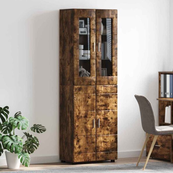 vidaXL Highboard FLORIN Dymová dub 60 x 35 x 182 cm Kompozitné drevo – Obrázok 4