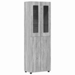 vidaXL Highboard FLORIN Sivý Sonoma 60 x 35 x 182 cm Kompozitné drevo – Obrázok 2