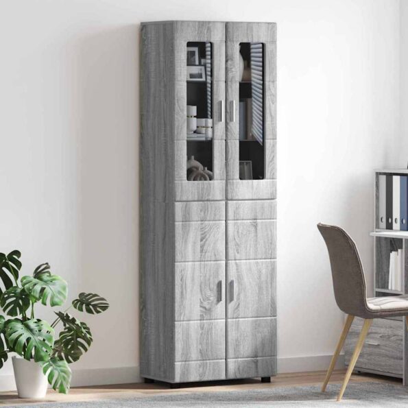vidaXL Highboard FLORIN Sivý Sonoma 60 x 35 x 182 cm Kompozitné drevo – Obrázok 4