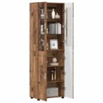vidaXL Highboard FLORIN Staré drevo 60 x 35 x 182 cm Kompozitné drevo – Obrázok 3