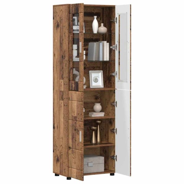 vidaXL Highboard FLORIN Staré drevo 60 x 35 x 182 cm Kompozitné drevo – Obrázok 3