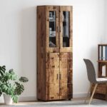 vidaXL Highboard FLORIN Staré drevo 60 x 35 x 182 cm Kompozitné drevo – Obrázok 4