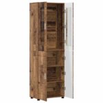 vidaXL Highboard FLORIN Staré drevo 60 x 35 x 182 cm Kompozitné drevo – Obrázok 5