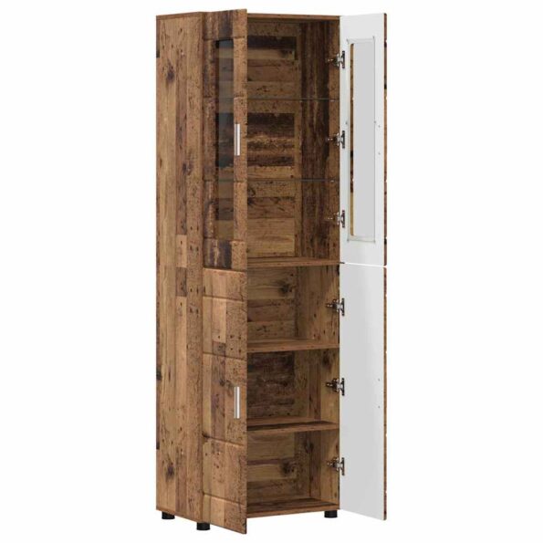 vidaXL Highboard FLORIN Staré drevo 60 x 35 x 182 cm Kompozitné drevo – Obrázok 5