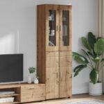 vidaXL Highboard s poličkou FLORIN Remeselný dub 60 x 35 x 182 cm