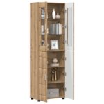 vidaXL Highboard s poličkou FLORIN Remeselný dub 60 x 35 x 182 cm – Obrázok 3