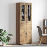 vidaXL Highboard s poličkou FLORIN Remeselný dub 60 x 35 x 182 cm – Obrázok 4