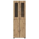 vidaXL Highboard s poličkou FLORIN Remeselný dub 60 x 35 x 182 cm – Obrázok 6