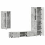 vidaXL Zostava TV skriniek so zásuvkou Betónová šedá Kompozitné drevo – Obrázok 5