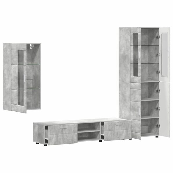 vidaXL Zostava TV skriniek so zásuvkou Betónová šedá Kompozitné drevo – Obrázok 5
