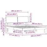 vidaXL Rám postele s čalúneným čelom Sivohnedá 200 x 200 cm – Obrázok 11