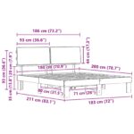 vidaXL Rám postele s čalúneným čelom Čierna 180 x 200 cm – Obrázok 11