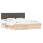 vidaXL Rám postele s čalúneným čelom Tmavo šedá 200 x 200 cm – Obrázok 2