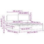 vidaXL Rám postele s čalúneným čelom Sivohnedá 200 x 200 cm – Obrázok 11