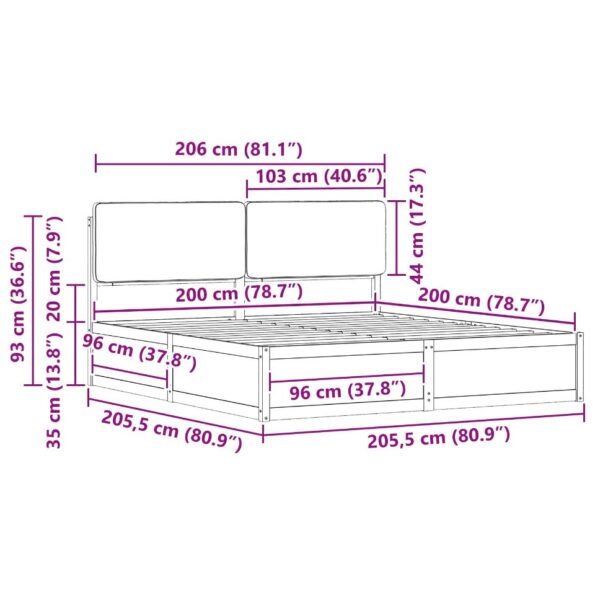vidaXL Rám postele s čalúneným čelom Sivohnedá 200 x 200 cm – Obrázok 11