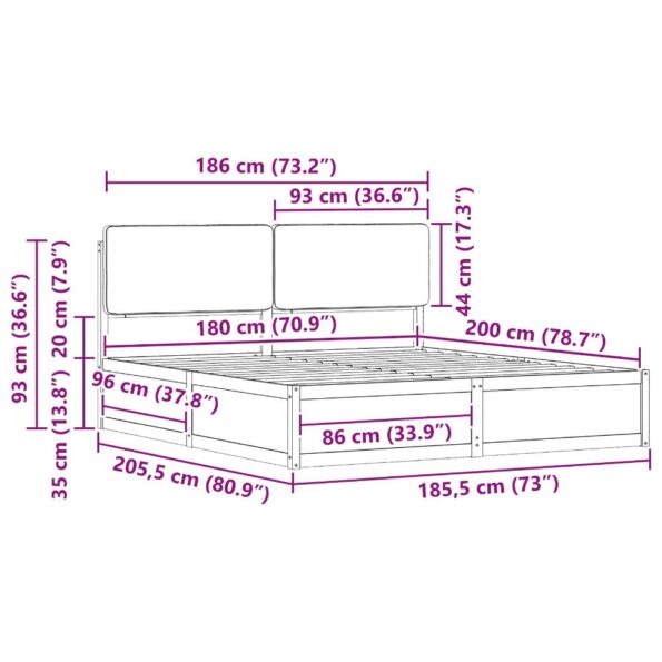vidaXL Rám postele s čalúneným čelom Sivohnedá 180 x 200 cm – Obrázok 11