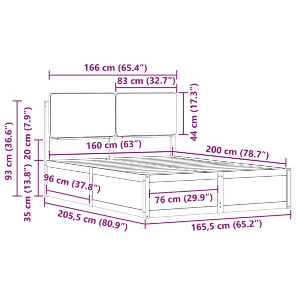 vidaXL Rám postele s čalúneným čelom Svetlosivá 160 x 200 cm – Obrázok 11