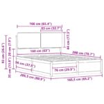 vidaXL Rám postele s čalúneným čelom Sivohnedá 160 x 200 cm – Obrázok 11