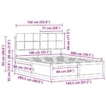 vidaXL Rám postele s čalúneným čelom Sivohnedá 140 x 200 cm – Obrázok 11