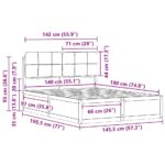 vidaXL Rám postele s čalúneným čelom Tmavo šedá 140 x 190 cm – Obrázok 11