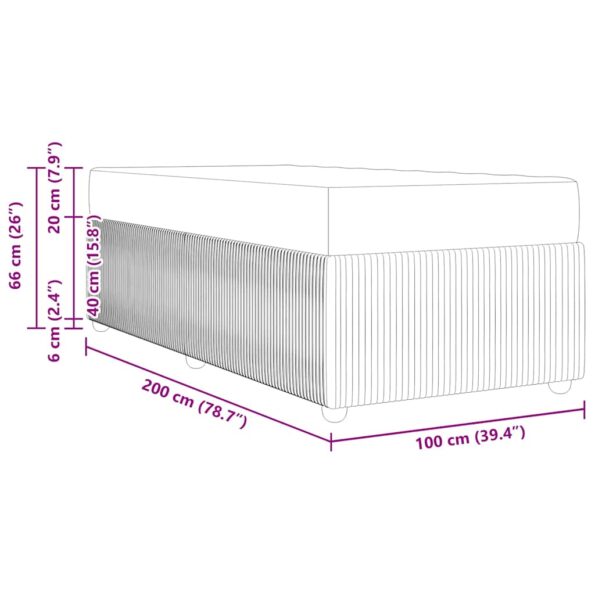 vidaXL Rám postele Iný Čierna 100 x 200 cm látka – Obrázok 9