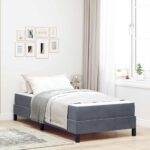 vidaXL Posteľ boxspring s matracom Tmavo šedá 80 x 200 cm Zamat