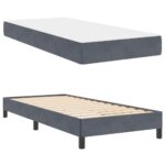 vidaXL Posteľ boxspring s matracom Tmavo šedá 80 x 200 cm Zamat – Obrázok 3