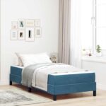 vidaXL Posteľ boxspring s matracom Tmavomodrá 90 x 200 cm Zamat