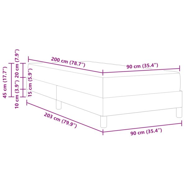 vidaXL Posteľ boxspring s matracom Tmavomodrá 90 x 200 cm Zamat – Obrázok 13