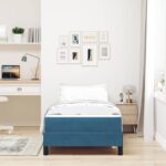 vidaXL Posteľ boxspring s matracom Tmavomodrá 90 x 200 cm Zamat – Obrázok 4