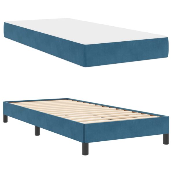 vidaXL Posteľ boxspring s matracom Tmavomodrá 90 x 200 cm Zamat – Obrázok 5