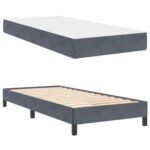 vidaXL Posteľ boxspring s matracom Tmavo šedá 100 x 200 cm Zamat – Obrázok 12