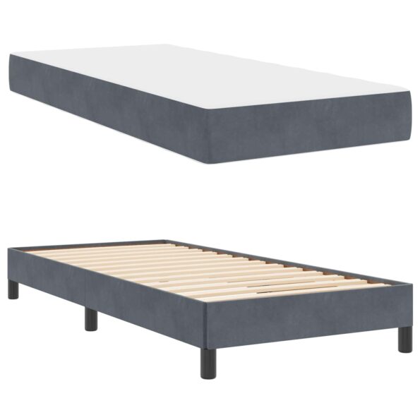 vidaXL Posteľ boxspring s matracom Tmavo šedá 100 x 200 cm Zamat – Obrázok 12