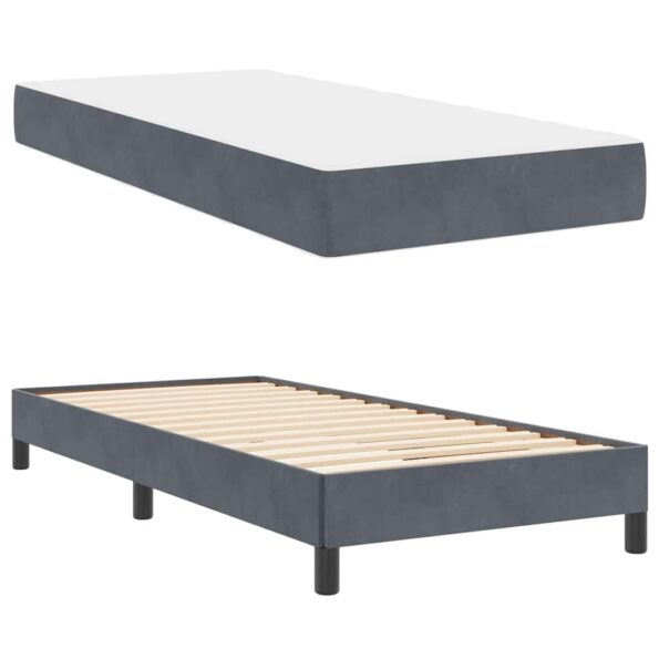 vidaXL Posteľ boxspring s matracom Tmavo šedá 100 x 200 cm Zamat – Obrázok 3