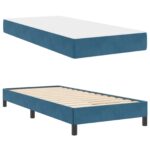 vidaXL Posteľ s pružinovým rámom Tmavomodrá 100 x 200 cm látka – Obrázok 2