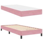 vidaXL Posteľ boxspring s matracom Ružová 100 x 200 cm Zamat – Obrázok 3