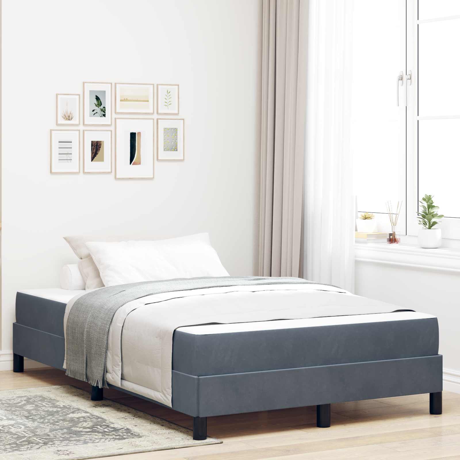 3398678_1.jpg vidaXL Posteľ s pružinovým rámom Tmavo šedá 120 x 190 cm látka – Obrázok 1