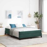 vidaXL Posteľ s pružinovým rámom Tmavozelená 140 x 190 cm látka