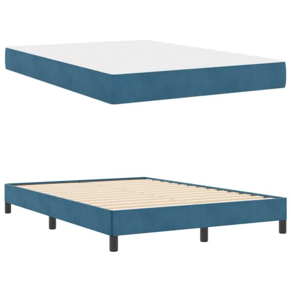 vidaXL Posteľ s pružinovým rámom Tmavomodrá 140 x 190 cm látka – Obrázok 3